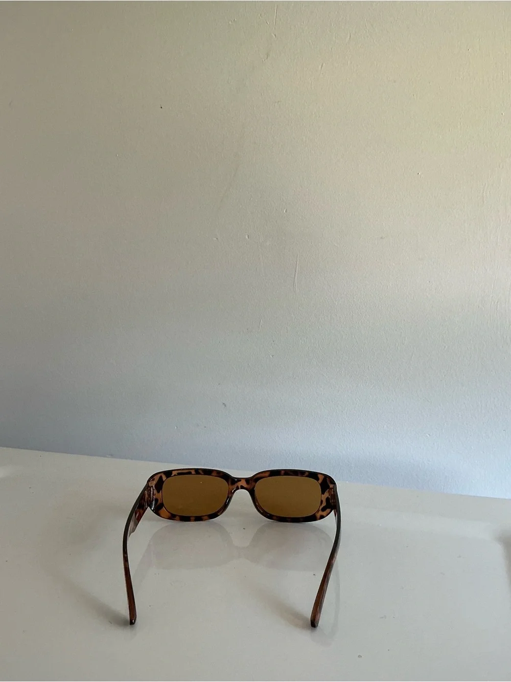 Tortoiseshell Rectangle Women's Sunglasses - Brown Lenses
